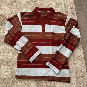 Acne studios brown and blue strip polo long sleeve shirt
